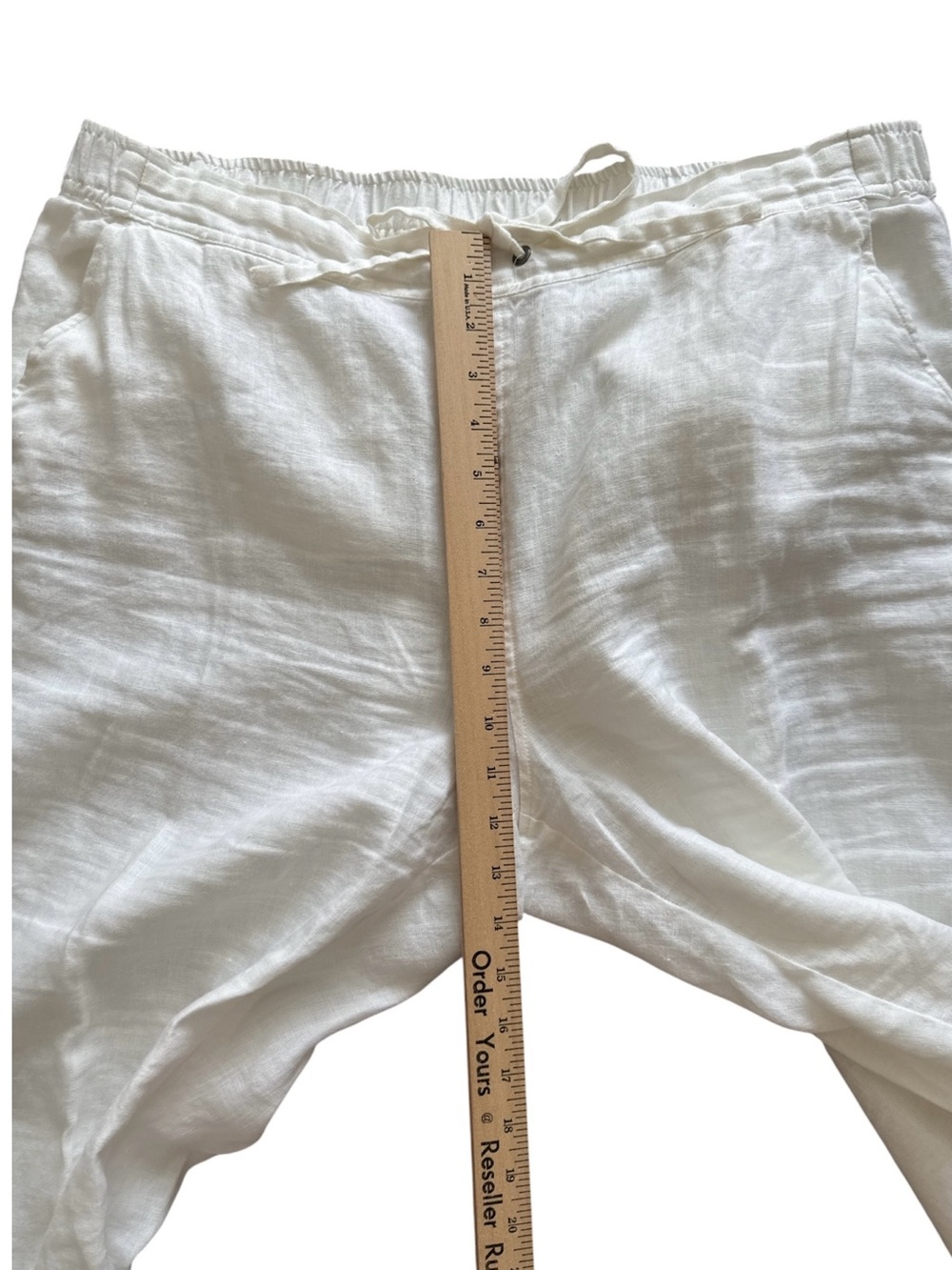 Vince Camuto Linen Wide-Leg Pants White XL Pull On Drawstring Lagenlook Boho - Picture 9 of 12